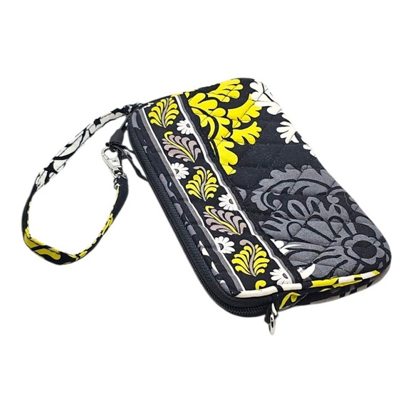 Vera Bradley Black & Yellow Baroque Retired Pattern Zip Close Wristlet Wallet - Picture 1 of 6